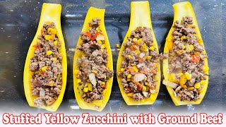 Stuffed Yellow Zucchini with ground beef [upl. by Kelson]