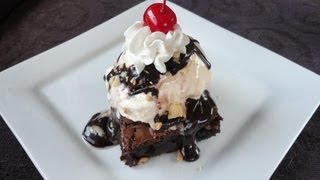 Brownie Sundaes with Homemade Hot Fudge Sauce [upl. by Ekrub]