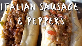 Italian Sausage amp Peppers Sandwich  Blackstone Griddle [upl. by Adelaida]