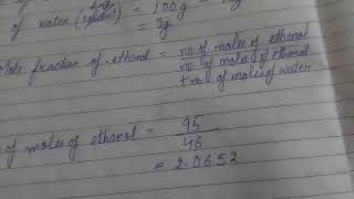 Calculate mole fraction of ethanol and water in sample of rectified spirit which contains 95 by mas [upl. by Aitas]