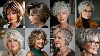 short haircuts for women over 60  short hair with bangs  short fade haircut 2024 [upl. by Kissiah]