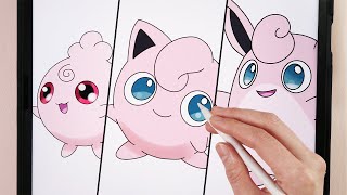 포켓몬 그리기 How To Draw pokemon  Jigglypuff evolution  Igglybuff  Wigglytuff  easy drawing [upl. by Premer]