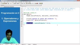 7 Programación en C  Operadores  7 Descuento del 15 de la compra [upl. by Aseel479]