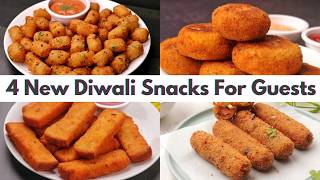 4 New amp Easy Diwali Snacks Recipes in 30 Minutes  4 Easy Diwali Snacks Recipes for Guests [upl. by Eckel]