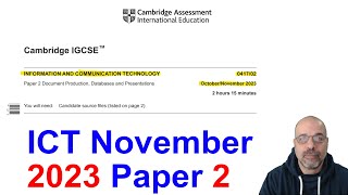 2023 November Paper 2 Cambridge 0417 ICT IGCSE [upl. by Peltz719]