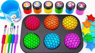 Satisfying Video  6 Color Slime Balls OF Strars Loollipop ON Stiks FROM Magic Cup Paint amp Clay ASMR [upl. by Asikal]