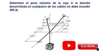 Equilibrio de partícula 3D ejercicio 349 Hibbeler  2020 [upl. by Name546]