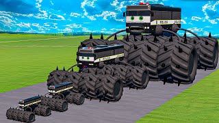 Big amp Small Long Bus Police Lightning McQueen Thorns vs Thomas Trains  BeamNGdrive [upl. by Neerahs534]