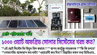 Low cost 1Kw offgrid solar package price in Feb 2024  ছোট পরিবারের জন্য  LiFePO4 [upl. by Shelman577]