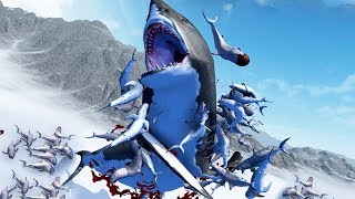 FLYING SHARKS vs MEGAMEGALODON  Beast Battle Simulator Gameplay  Pungence [upl. by Guria748]