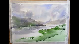 watercolour demo Ullswater Lake District [upl. by Ansaev696]