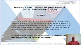 ARMONIZACIÓN DE LAS LICENCIAS DE MANTENIMIENTO AERONÁUTICO VENEZOLANO [upl. by Mirelle576]