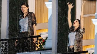 Alexandra Daddario is seen for the first time shooting scenes in rainy New Orleans [upl. by Che]