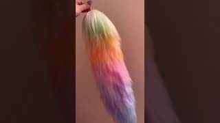 Cosplay Pastel Rainbow Yarn Tail 🌈☁️ shorts [upl. by Nanahs]