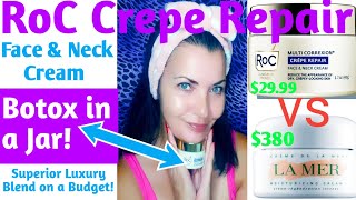 RoC Crepe Repair Face amp Neck Cream vs Creme de la Mer Smooth wrinkles  Crepey SkinOver 50 amp 50 [upl. by Juetta438]