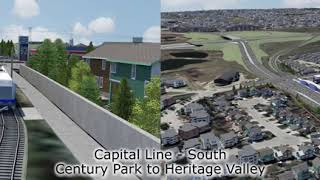 Capital Line LRT Extension Flythrough  Century Park to Heritage Valley [upl. by Nessa]