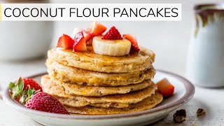 COCONUT FLOUR PANCAKES  fluffy lowcarb recipe [upl. by Shipley669]