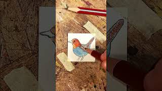 Miniature Watercolor Tiny Robin Painting  Quick Art Tutorial [upl. by Damian]