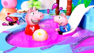 Peppa y George Pig juegan en la Piscina de Slime🐷💦 Vídeos para niños [upl. by Rahab]