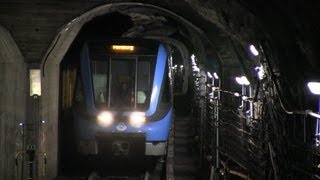 C20 tunnelbanetåg vid Östermalsmtorg Stockholm [upl. by Llednov788]