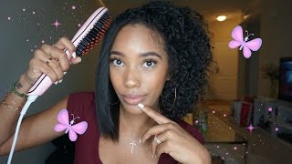 Does it work  Hair Straightener Brush on Natural Hair [upl. by Icken]