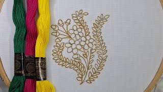 Beautiful Satin Flower Embroidery tulip leaf embroidery [upl. by Anait]