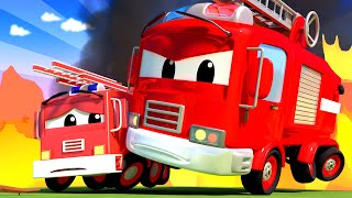 Kids Car Cartoon  the FIRETRUCK and Baby are Putting out a FIRE at School Cartoon for kids [upl. by Lainad755]