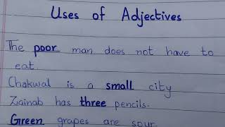 Adjective and its use with examplesuses of adjectivesEnglish grammar [upl. by Angeline]