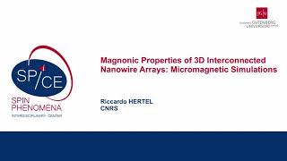 Talks  Nanomagnetism in 3D 2024  Riccardo HERTEL CNRS [upl. by Ardyaf]