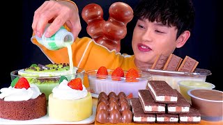 ASMR 홈플러스빵가게 털어옴😋말차케이크 초콜릿 티라미수 푸딩 크림초코바 먹방 Green Tea Cake Choco Tiramisu Milk Choco Bar MuKBang [upl. by Ahswat]