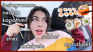 Neler Oluyor Hayatımda I Arabada Sushi Mukbang 🍱🥢🍣 [upl. by Adolf152]