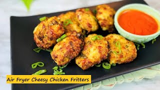 Cheesy Chicken Fritters in Air Fryer  KETO Cheesy Chicken Fritters [upl. by Thorma788]