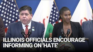 Illinois officials encourage informing on hate with new 5 million hotline [upl. by Sherris112]