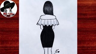 Easy girl backside drawing  Girl drawing step by step  Pencil drawing tutorial [upl. by Mary]