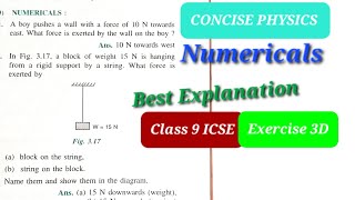 Concise Physics Selina class 9 ICSE Board Exercise 3D Numericals Newtons Third Law of Motion Ch 3 [upl. by Cuyler]