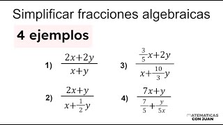 CÓMO SIMPLIFICAR FRACCIONES ALGEBRAICAS DIFÍCILES 4 Ejercicios [upl. by Onaicram289]