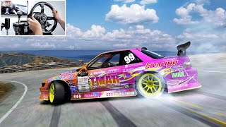 Naoki Nakamura D1GP S13  Assetto Corsa  Steering Wheel Drift gameplay [upl. by Ardnos916]