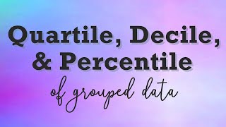 QUARTILE DECILE and PERCENTILE Measures of Position of Grouped Data [upl. by Kelton]