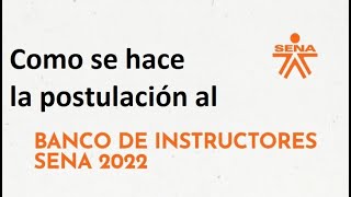 Como postularme al banco de instructores 2022 del SENA 👀 2do PASO 👈 [upl. by Nageem]