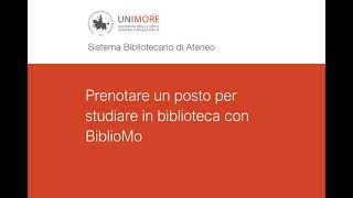 Prenotare un posto in biblioteca con BiblioMo [upl. by Ackerley]