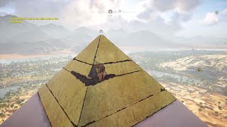 Assassins Creed Origins  Pyramid Giza Climbing Synchronize amp Sliding Down [upl. by Neibaf46]