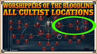 Assassins Creed Odyssey All WORSHIPPERS OF THE BLOODLINE Cultist Locations  Cult Unmasked Trophy [upl. by Asilat453]