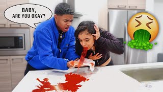 Throwing Up Blood PRANK On Boyfriend Cute Reaction [upl. by Schoenfelder]