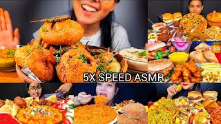 ASMR EATINGBIG KACHODIMAGGI MASALA NOODLES ALOO TIKKI BURGER KURKURE BURGER CHICKEN ROLLS 💜 [upl. by Ahtamas205]