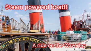 Paddle steamer Waverley on the Bristol channel with steam winch operation [upl. by Nottarts]