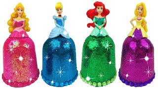 DIY Play Doh Sparkle Disney Princess Dresses Ariel Elsa Magiclip Super Glitter Play Doh Dress [upl. by Barnabe752]