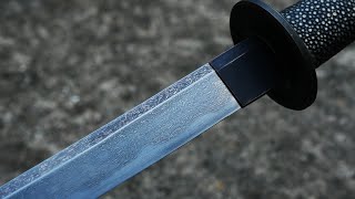 Forging a Damascus Katana from 1000 paperclips [upl. by Ainahs]