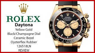 ▶ Rolex Daytona Yellow Gold quotPaul Newmanquot Intense Black Dial Oysterflex Rubber 126518LN  REVIEW [upl. by Leon]