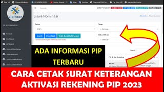 CARA CETAK SURAT KETERANGAN AKTIVASI REKENING PIP 2023 [upl. by Koenig]