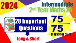 Inter 2024 Inter Maths 2A 2nd Year important questions [upl. by Kenrick]